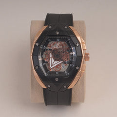 Black Straps Mans Watch With Black Rsgld Dial