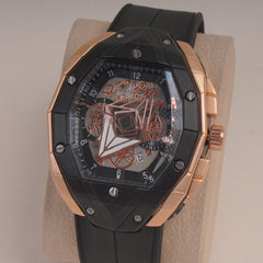 Black Straps Mans Watch With Black Rsgld Dial