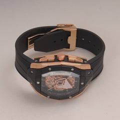 Black Straps Mans Watch With Black Rsgld Dial