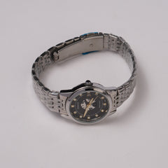 Women Chain Wrist Watch Silver Blk 1