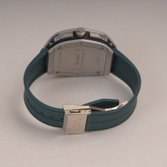 Green Straps Mans Watch With Black Slvr Dial