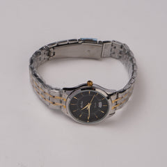 Two Tone Women Chain Wrist Watch Silver Blk1