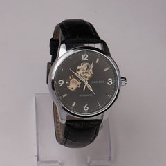 Mans Automatic Watch With Leather Straps Silver Blk
