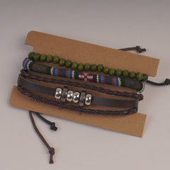 3pc Set Fashion Trendy Mans Bike Bracelet Brown