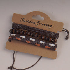 3pc Set Fashion Trendy Mans Bike Bracelet Brown