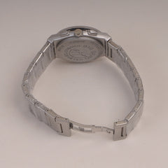 Mens Silver Chain Wrist Watch with Silver Dial