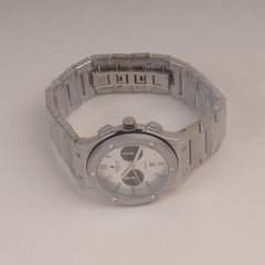 Mens Silver Chain Wrist Watch with White Dial