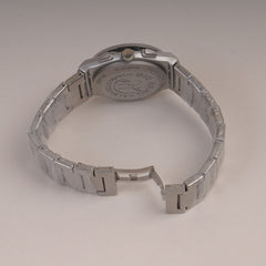 Mens Silver Chain Wrist Watch with White Dial