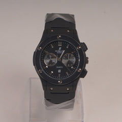 Mens Black Chain Wrist Watch with Black Dial
