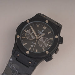Mens Black Chain Wrist Watch with Black Dial