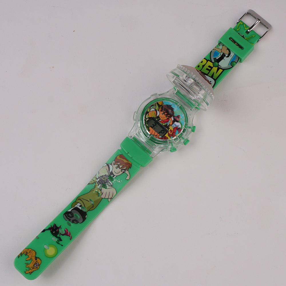 Kids Character Spinner Digital Watch Green Ben1.0