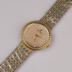 Two Tone Womens Chain Wrist Watch Golden