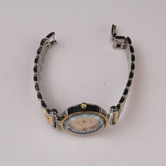 Two Tone Womens Chain Wrist Watch Silver Golden