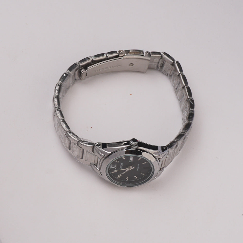 Women's Chain Watch Silver Black
