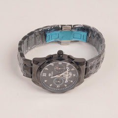 Mens Black Chain Wrist Watch with Black Dial