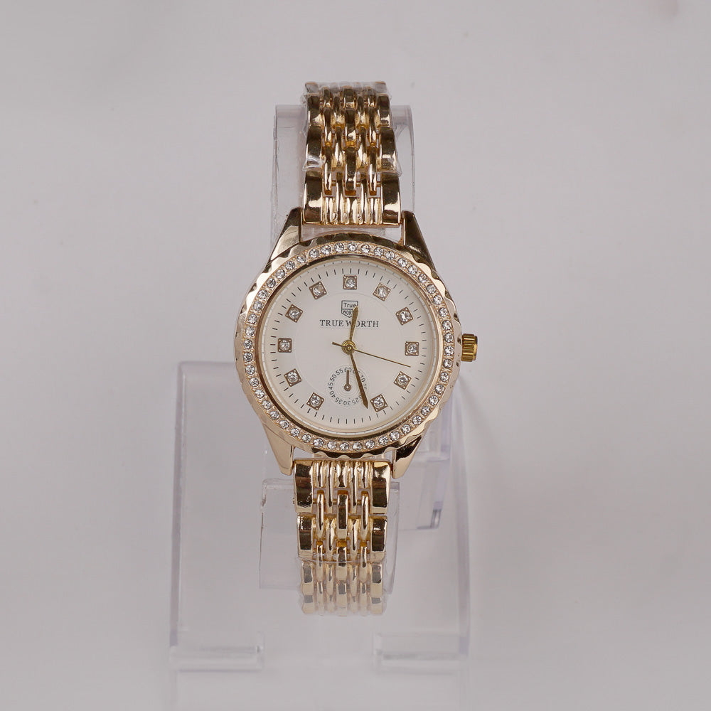 Women's Chain Watch Golden White