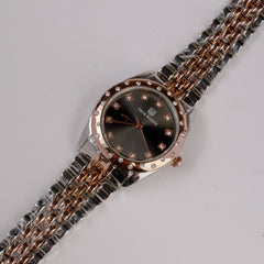 Two Tone Women's Chain Watch Rosegold Black