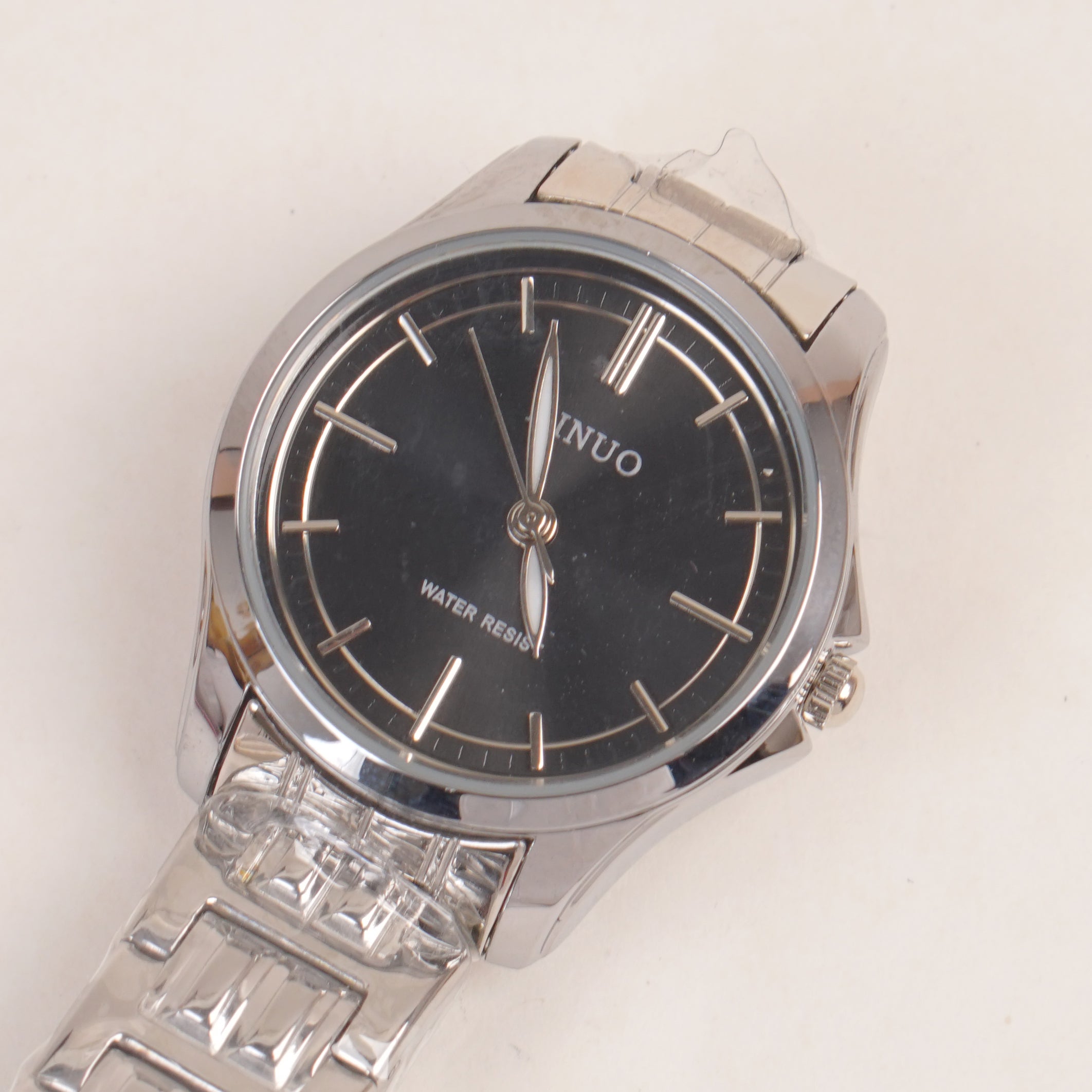 Silver Chain Womans Watch Black Dial