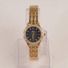 Woman Fancy Golden Chain Watch Golden Black Dial