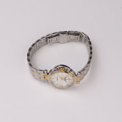 Two Tone Women's Chain Watch Silver White