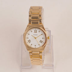 Woman Golden Chain Watch With White Dial