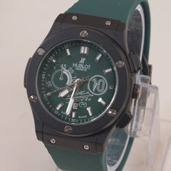 Green Strap Black Dial Men's Wrist Watch HB