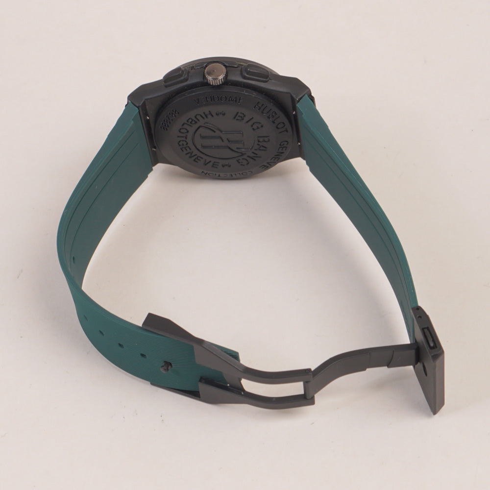 Green Strap Black Dial Men's Wrist Watch HB