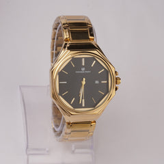 Golden Chain Mans Wrist Watch Black Dial