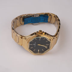 Golden Chain Mans Wrist Watch Black Dial