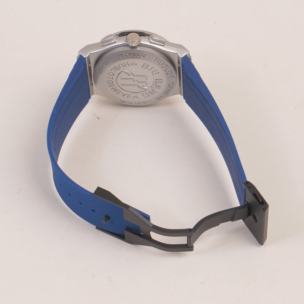 Blue Strap Silver Dial Men's Wrist Watch HB