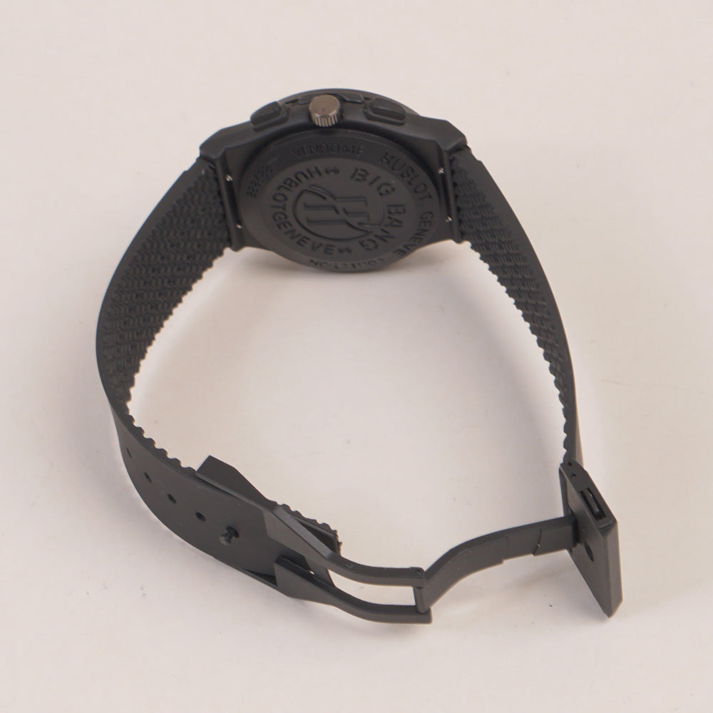Black Strap Black Dial Men's Wrist Watch HB