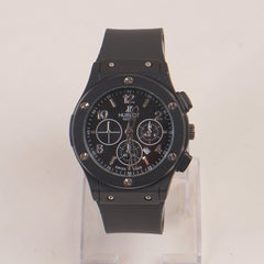 Black Strap Black Dial Men's Wrist Watch HB