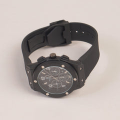 Black Strap Black Dial Men's Wrist Watch HB