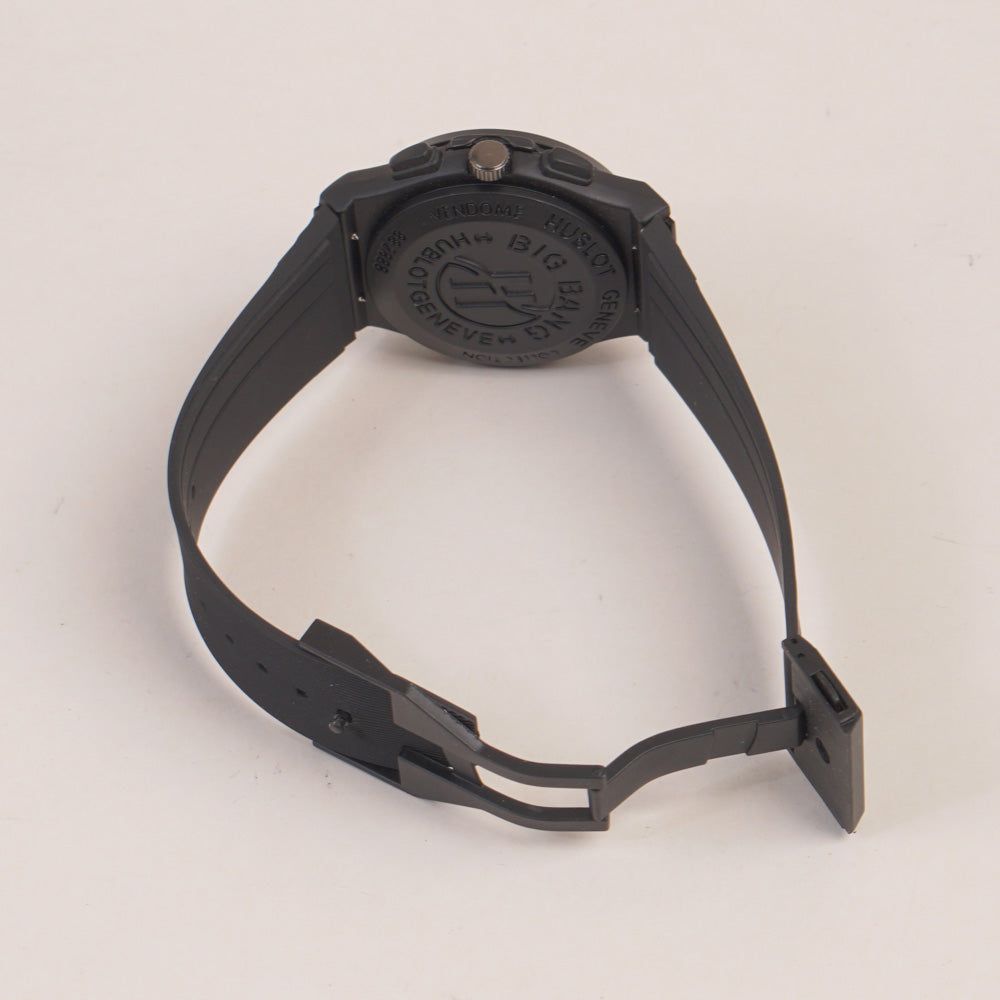 Black Strap Black Dial Men's Wrist Watch HB