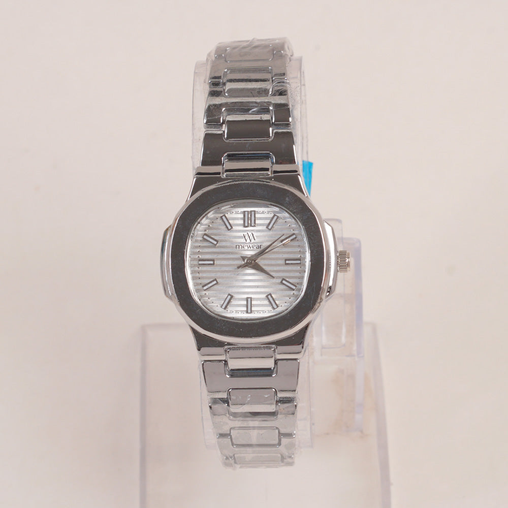 Women's Silver Chain Wrist Watch With Silver Dial