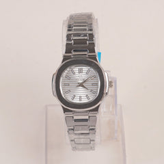 Women's Silver Chain Wrist Watch With Silver Dial