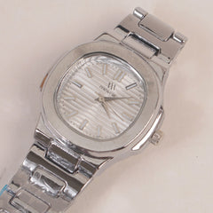 Women's Silver Chain Wrist Watch With Silver Dial