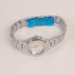 Women's Silver Chain Wrist Watch With Silver Dial