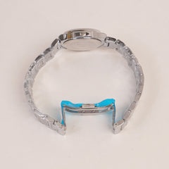 Women's Silver Chain Wrist Watch With Silver Dial