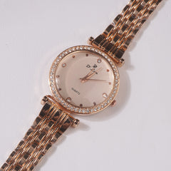 Womens Chain Wrist Watch Rosegold Pink Dial