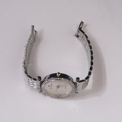 Womens Chain Wrist Watch Silver White Dial