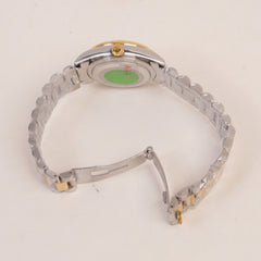 Two Tone Woman Silver Golden Chain Watch Blue Dial