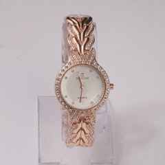 Womens Chain Wrist Watch Rosegold- White Dial