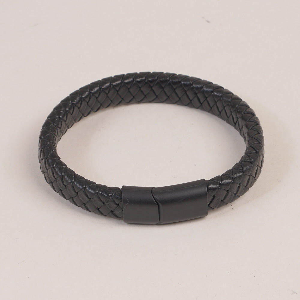 Black P.U Leather Mans Bracelet
