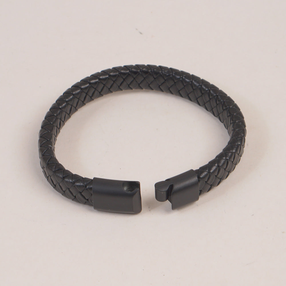 Black P.U Leather Mans Bracelet