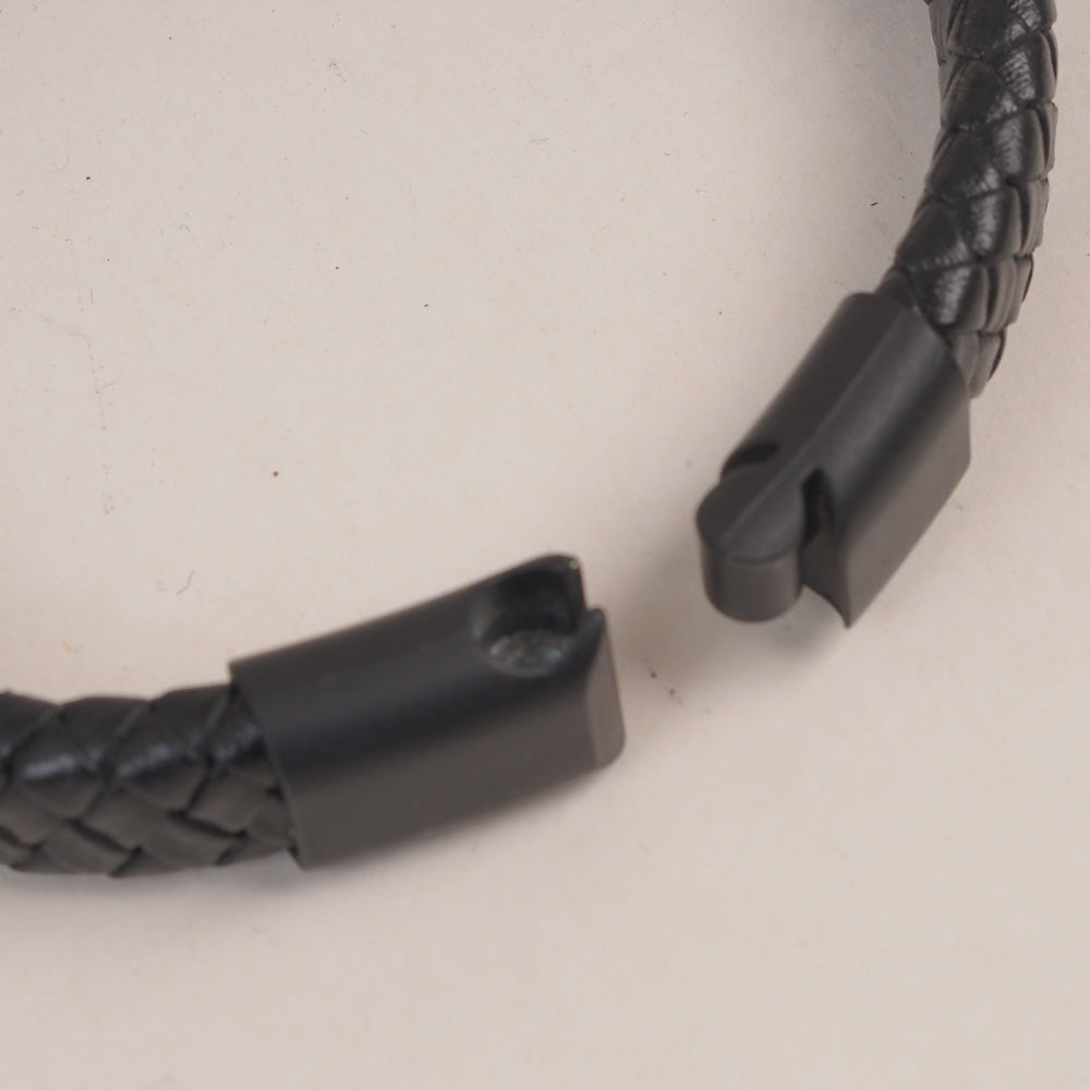 Black P.U Leather Mans Bracelet