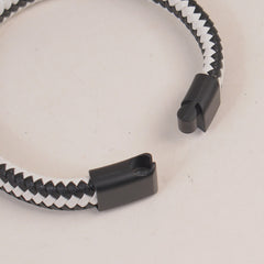 White- Blk P.U Leather Mans Bracelet