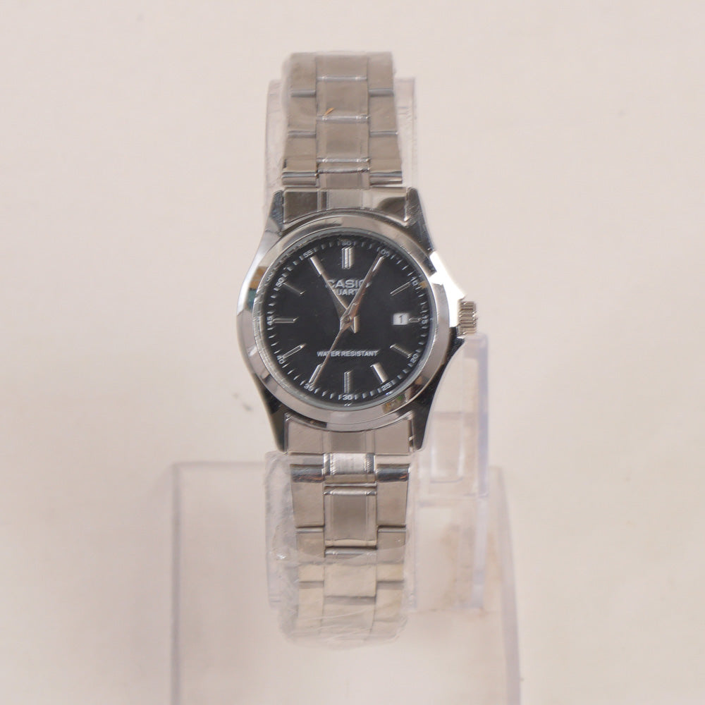 Woman Chain Watch Silver Black