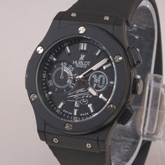 Black Strap Black Dial Men's Wrist Watch HB