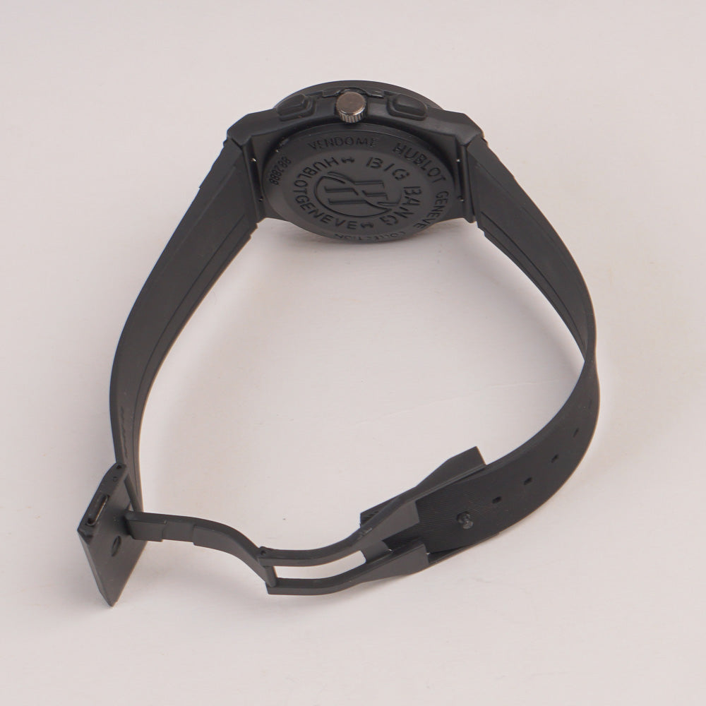 Black Strap Black Dial Men's Wrist Watch HB